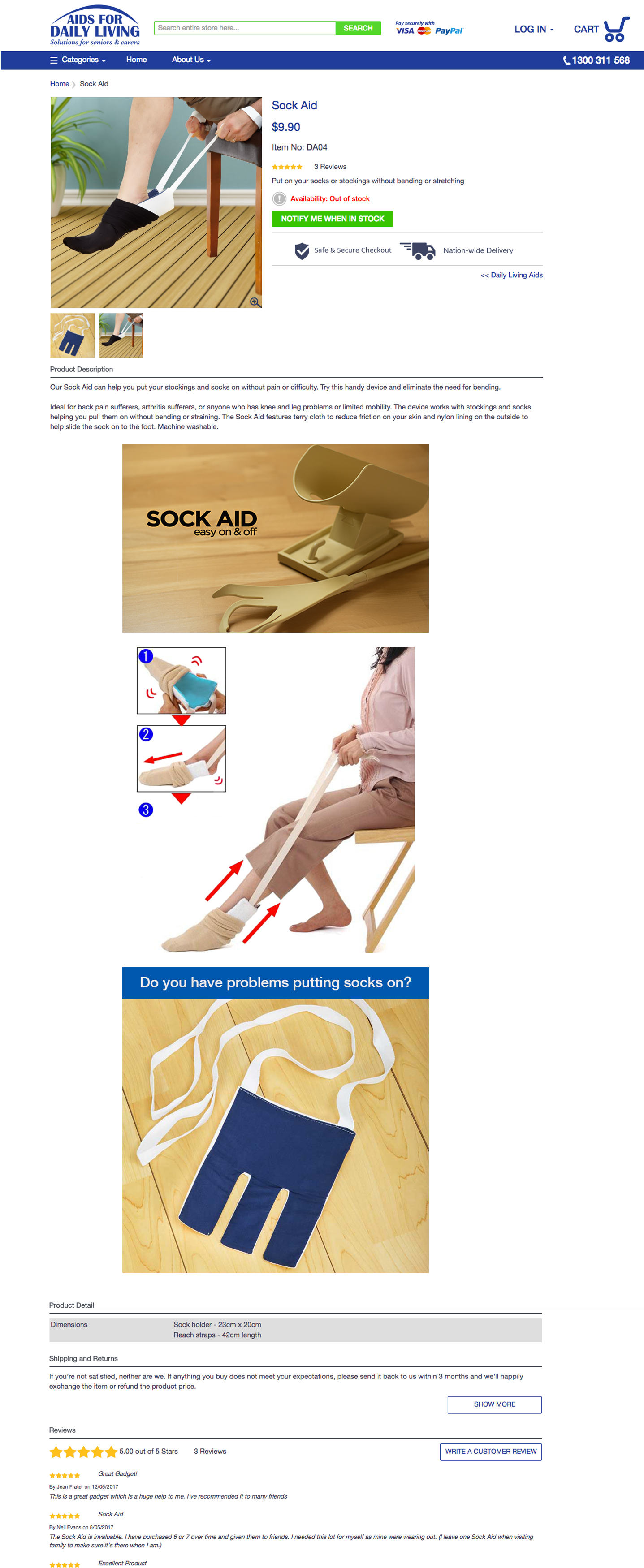 Aids For Daily Living website design